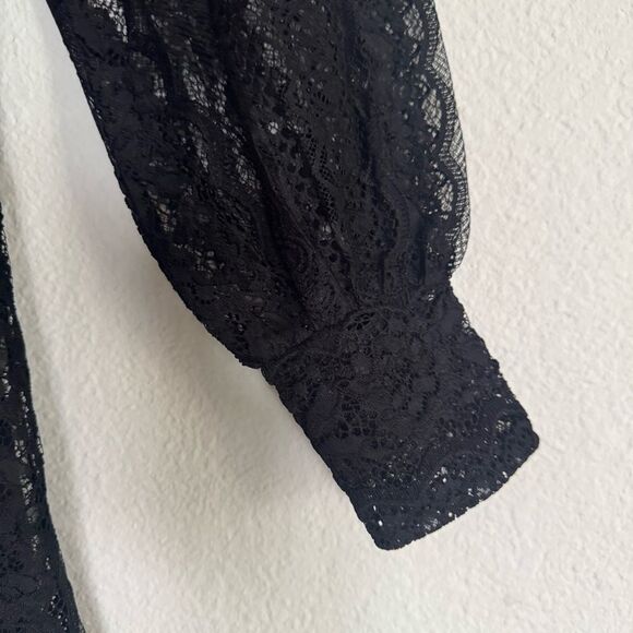 NWOT Express Elegant Black Lace Dress Mock Neck Size S - Picture 11 of 15